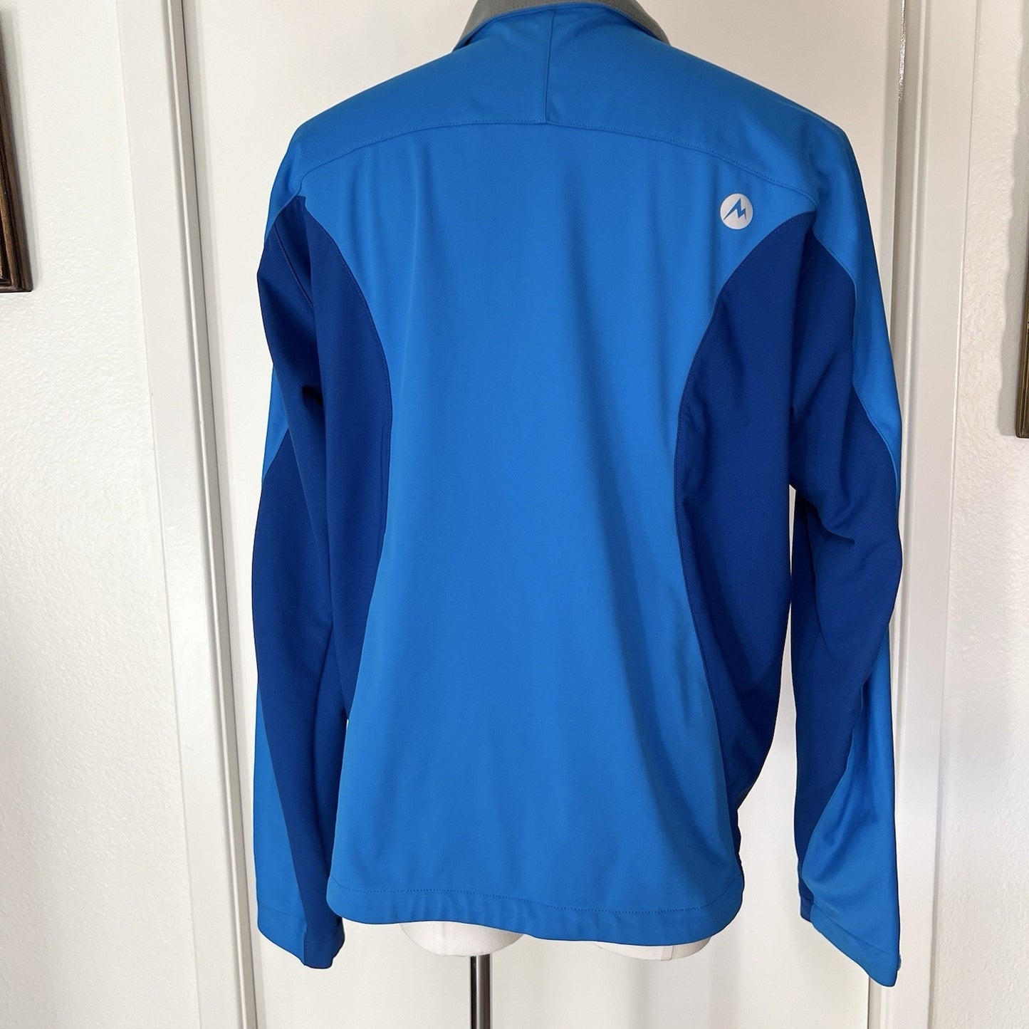 MARMOT Gore Windstopper Full Zip Jacket Mens Large Blue Fleece Lined Soft Shell