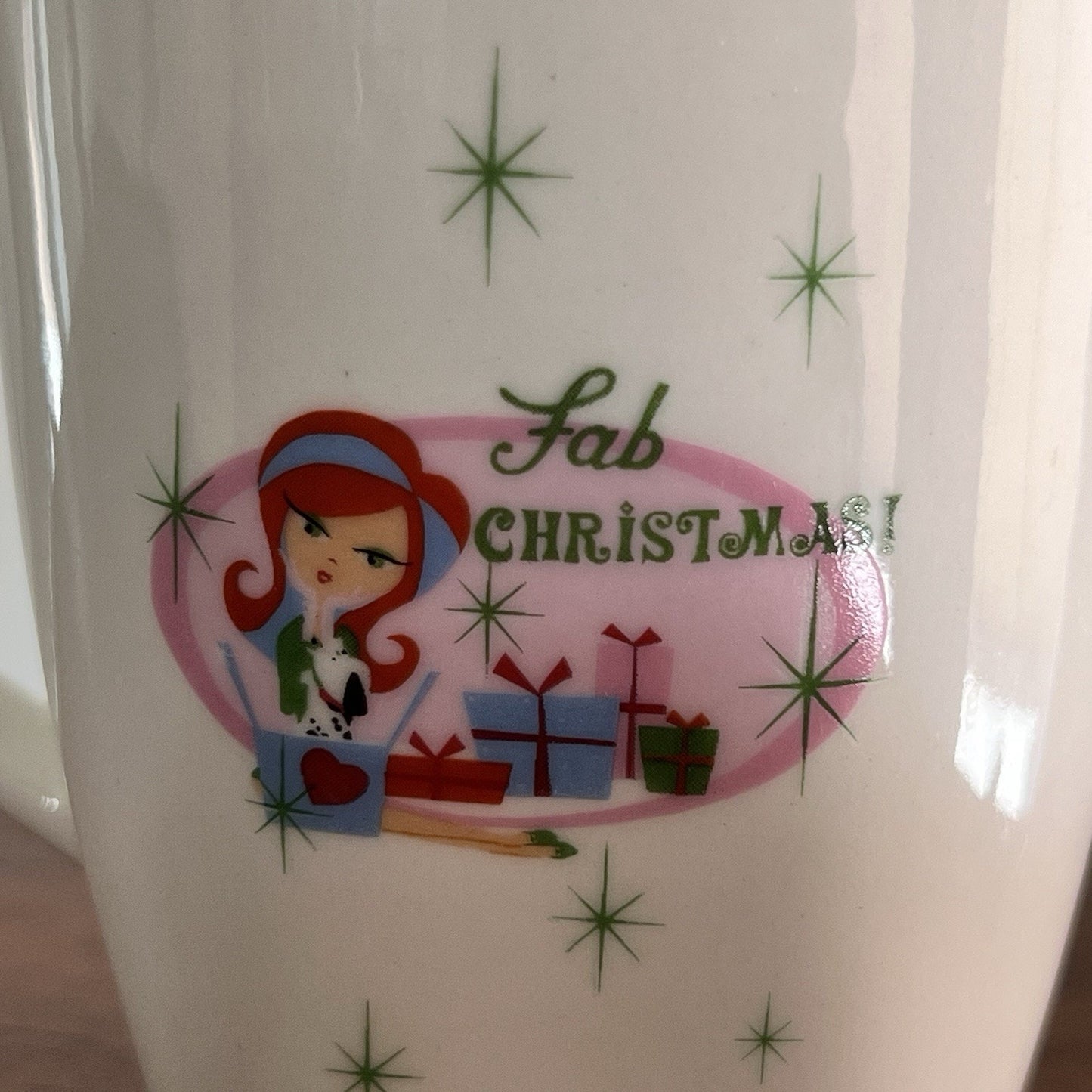 Christmas Cuties Mug Set Retro Atomic Starburst MCM Sakura Kitsch Holiday Decor