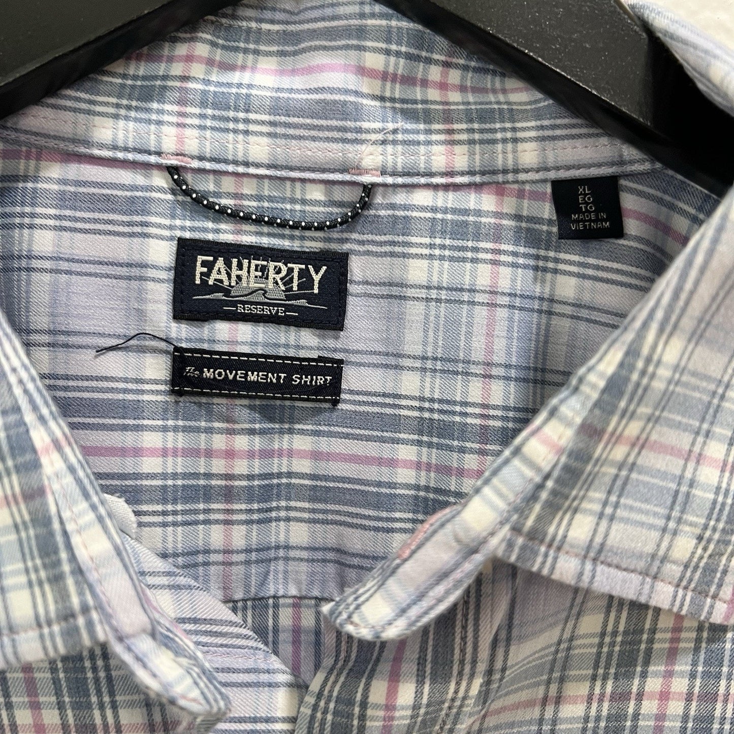 Faherty Reserve Movement Shirt XL Coastal Gingham Plaid Long Sleeve Button Up