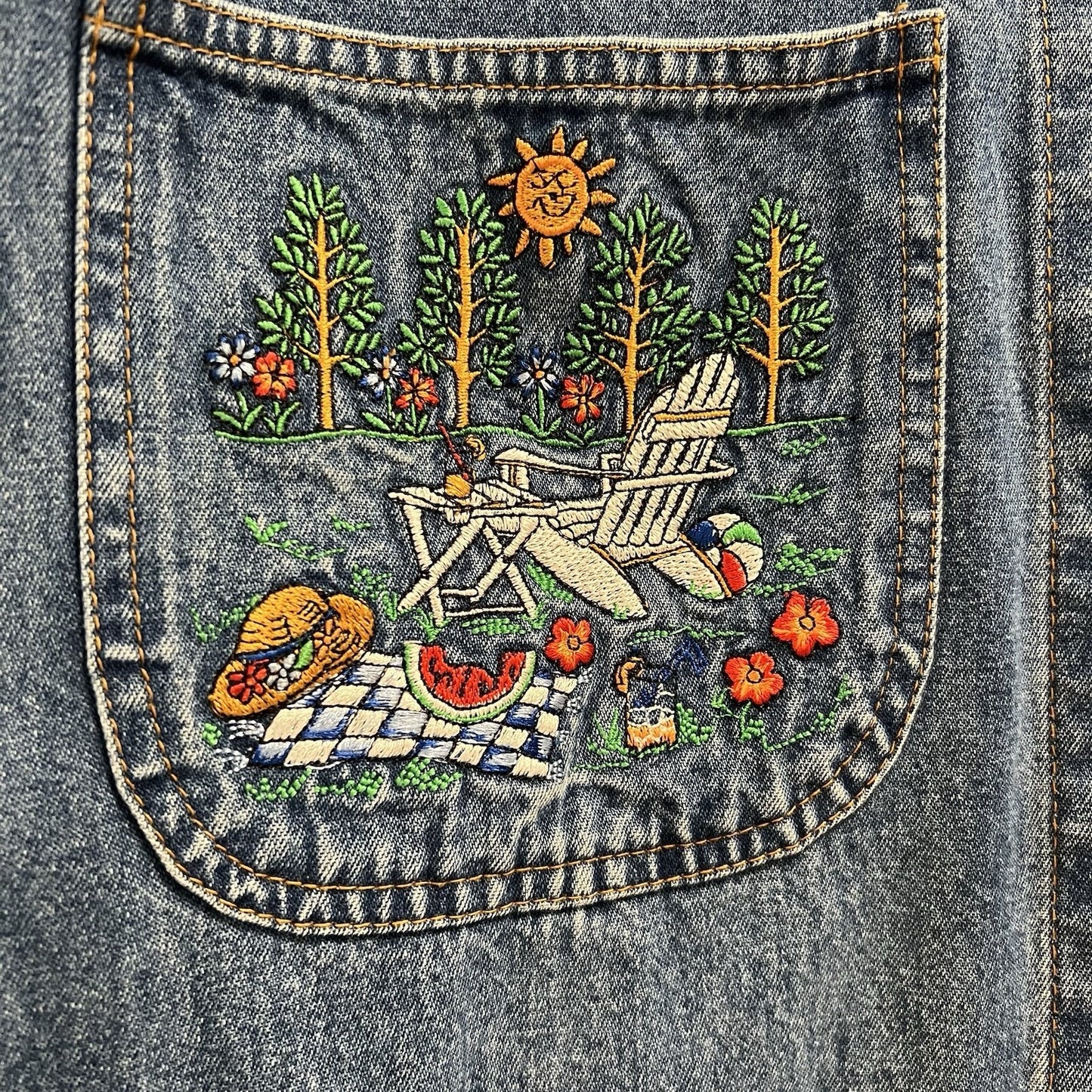 Vintage Casey Coleman Shacket (L) Jean Denim Embroidered Four Seasons Kitsch