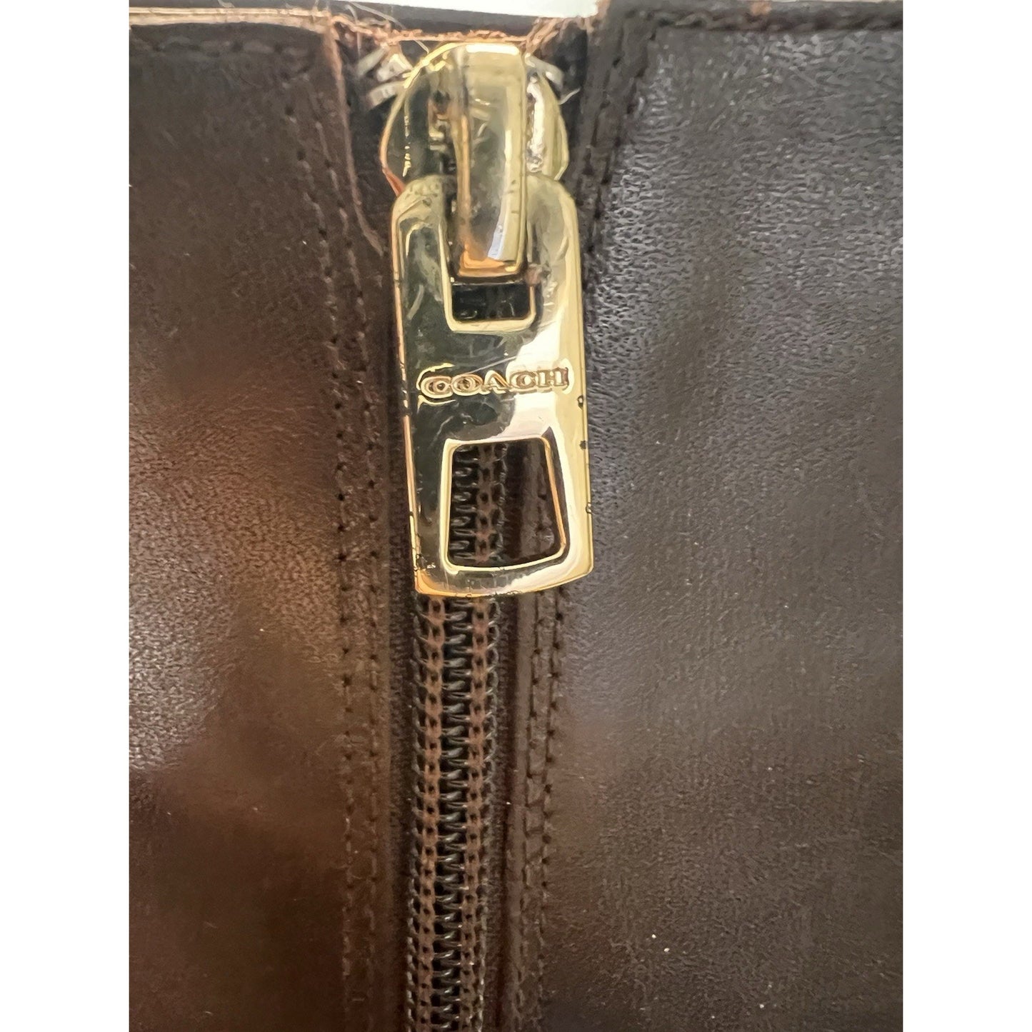 Coach "Roma" Soft Shine Calf Chocolate Brown Inside Zipper Boots Womens Size 7.5