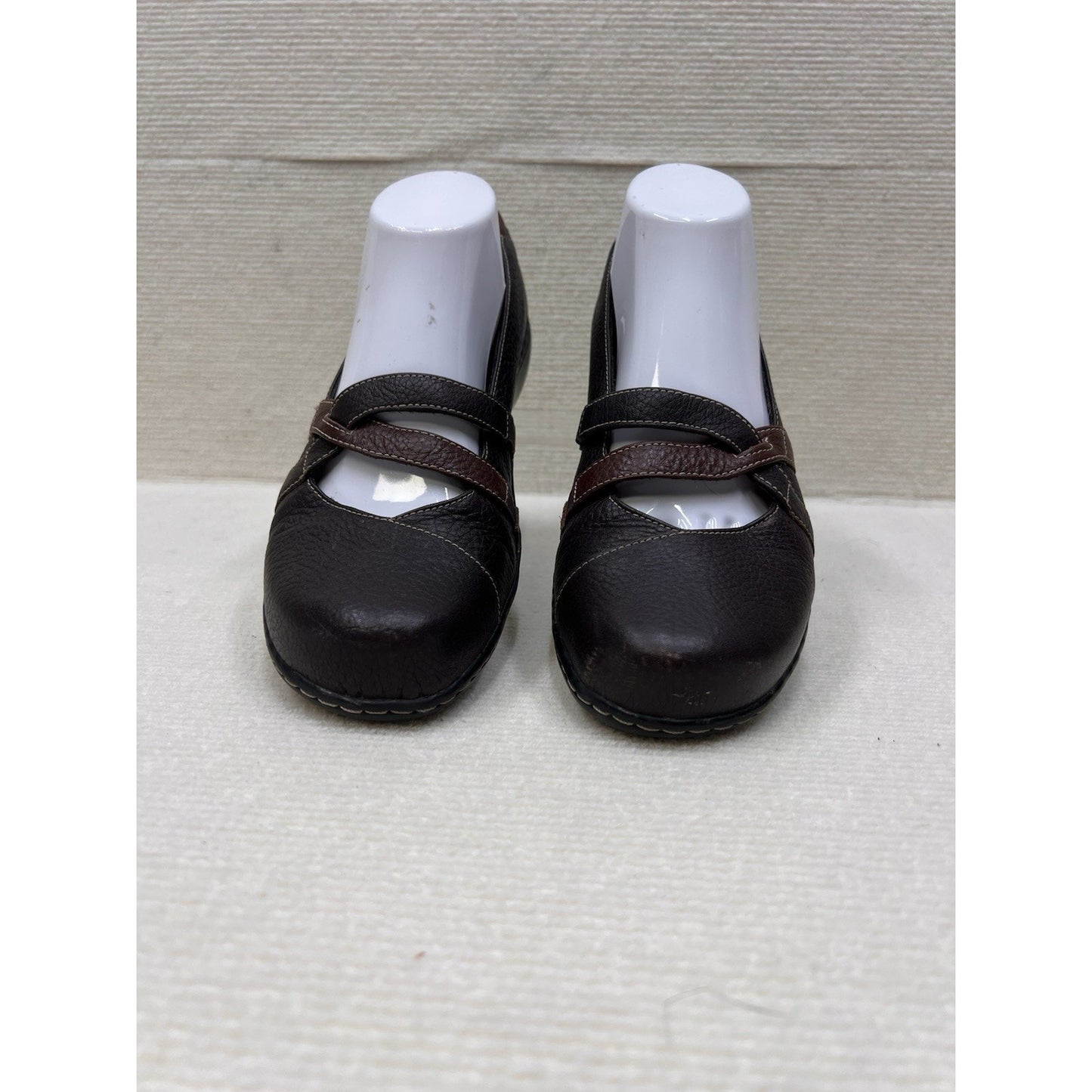 Clarks Bendables Brown Leather Mary Jane Comfort Flats Shoes Womens Size 9