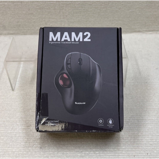 SABLUTE MAM2 Wireless Trackball Mouse - Ergonomic Thumb Control - Open Box New