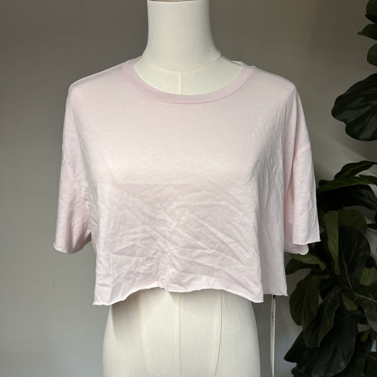NWT Alo Yoga (M) Cropped Short Sleeve Top Core Crop Crew Neck Jersey Soft Pink