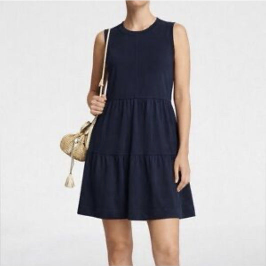 ME + EM Babydoll Mini Dress Size 8 Tiered Jersey Cotton Blue Capsule Preppy