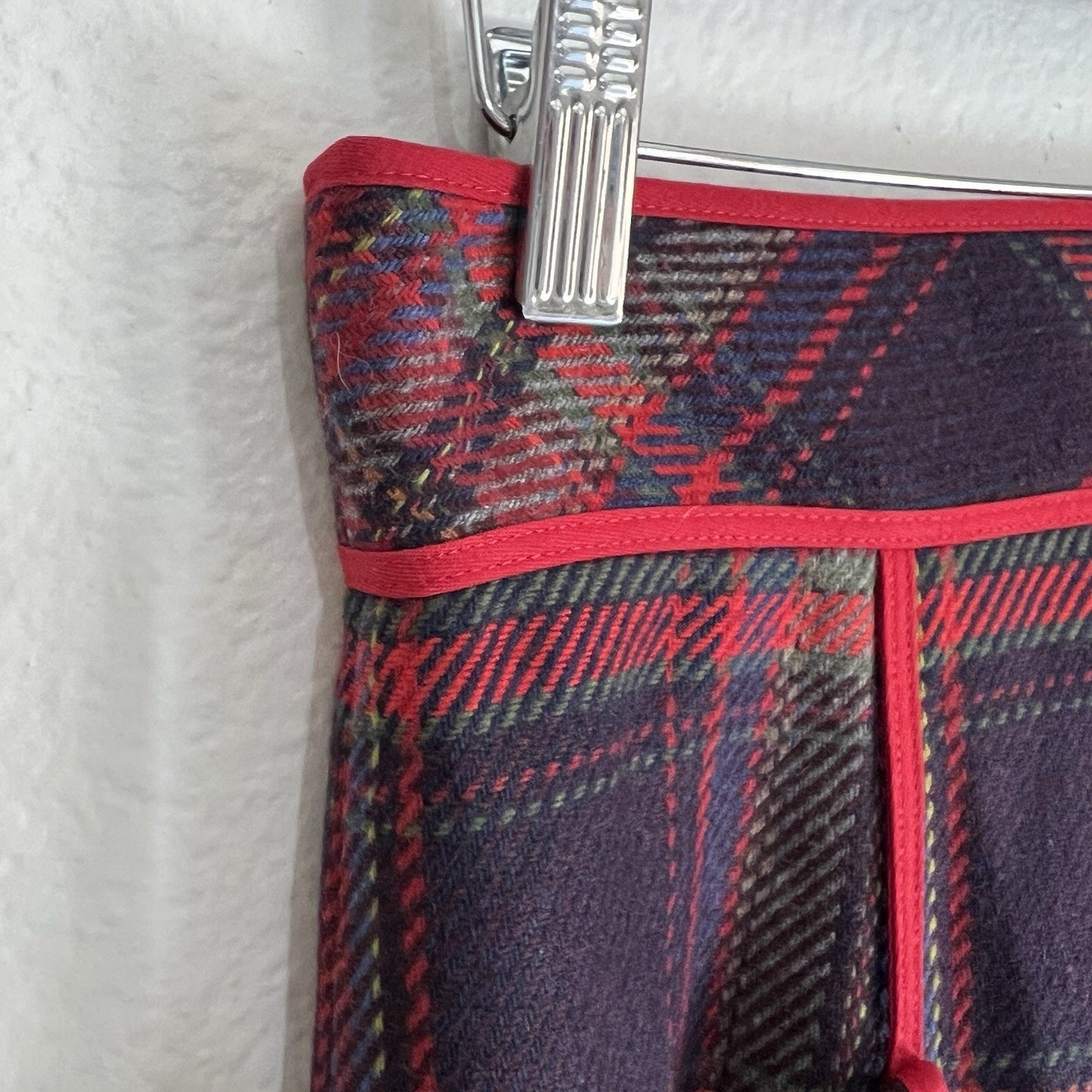 ANTHROPOLOGIE Plenty 6 Tracy Reese Red/Navy Plaid Wool Blend Pencil Skirt Preppy