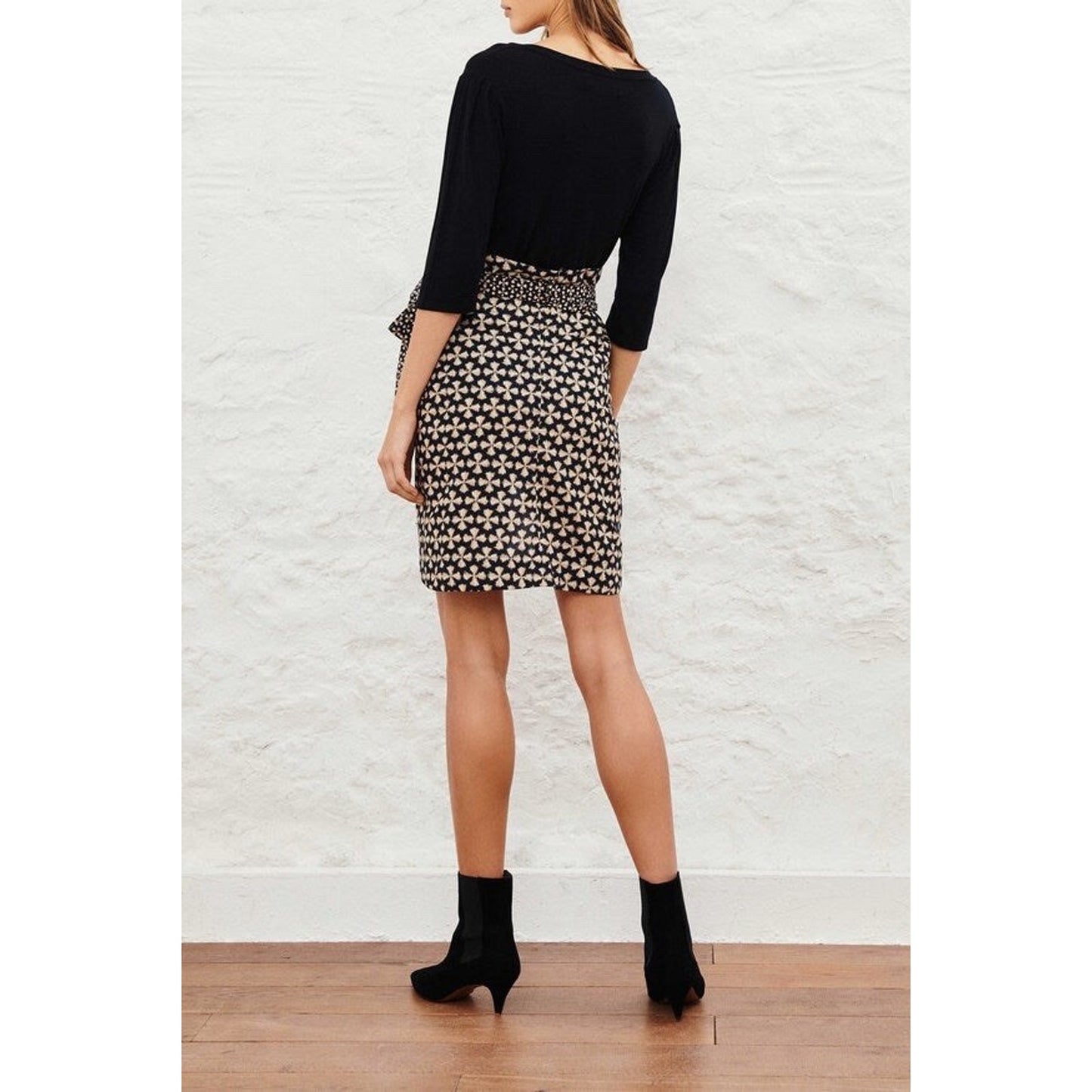 NWT Ba&sh Wrap Midi XS Draped Skirt Sz 0 Abstract Geometric Designer Tulip Hem