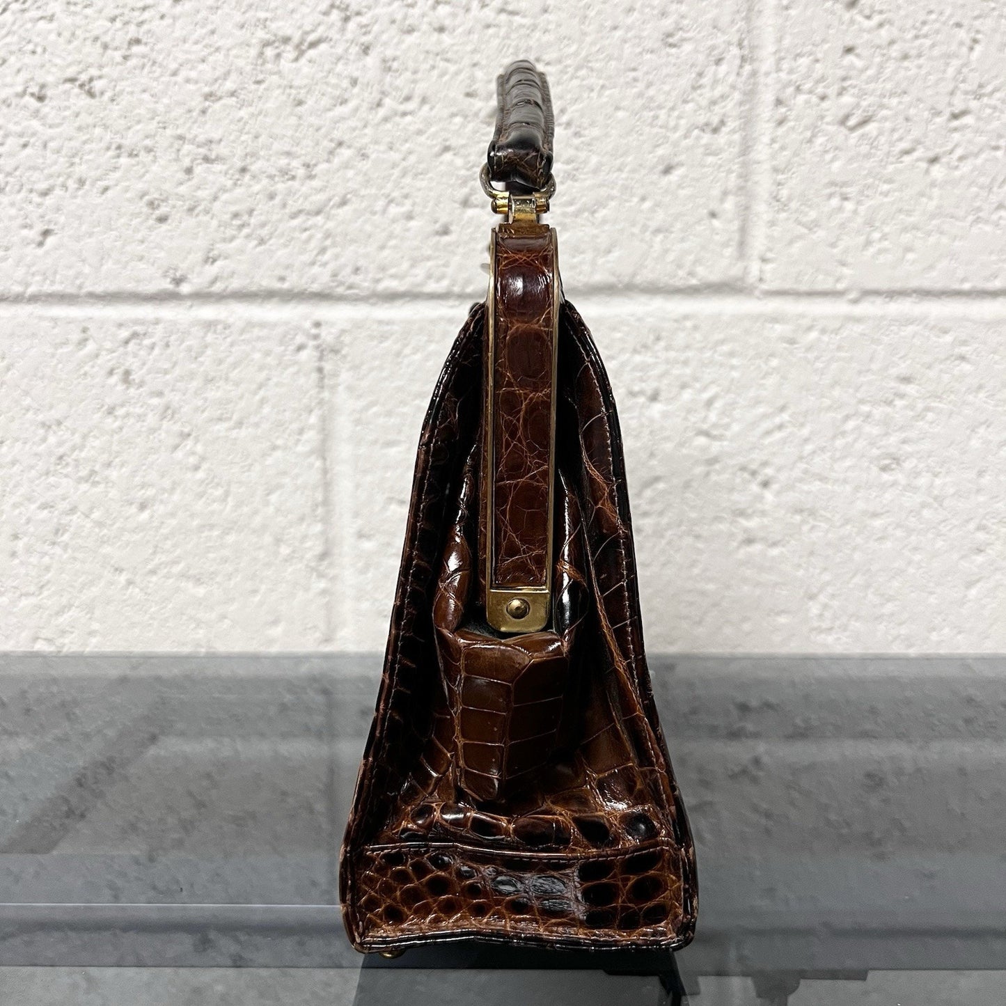 Vintage Lucille De Paris Brown Alligator Handbag Purse 1950s 1960s