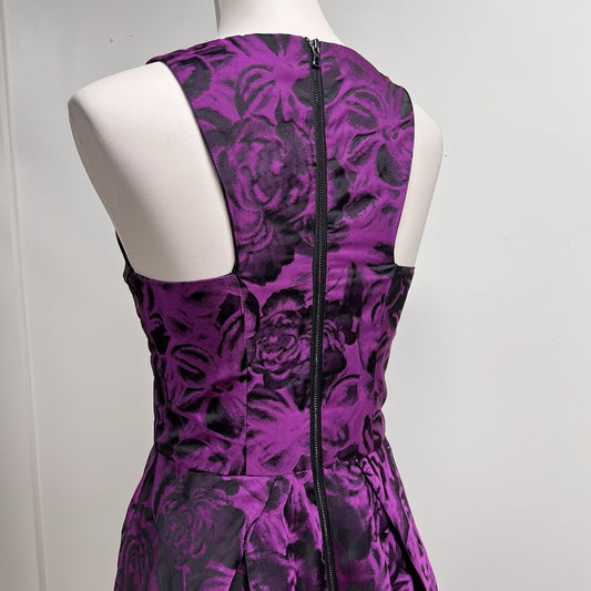 Y2K Betsey Johnson Sz 4 Dress Purple Black Floral Goth Punk Glam Retro Prom