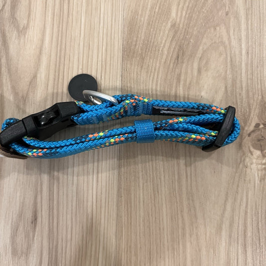 SMALL Dog Puppy Collar Paracord 10-14” Unisex Neon Orange Blue Arcadia Trail