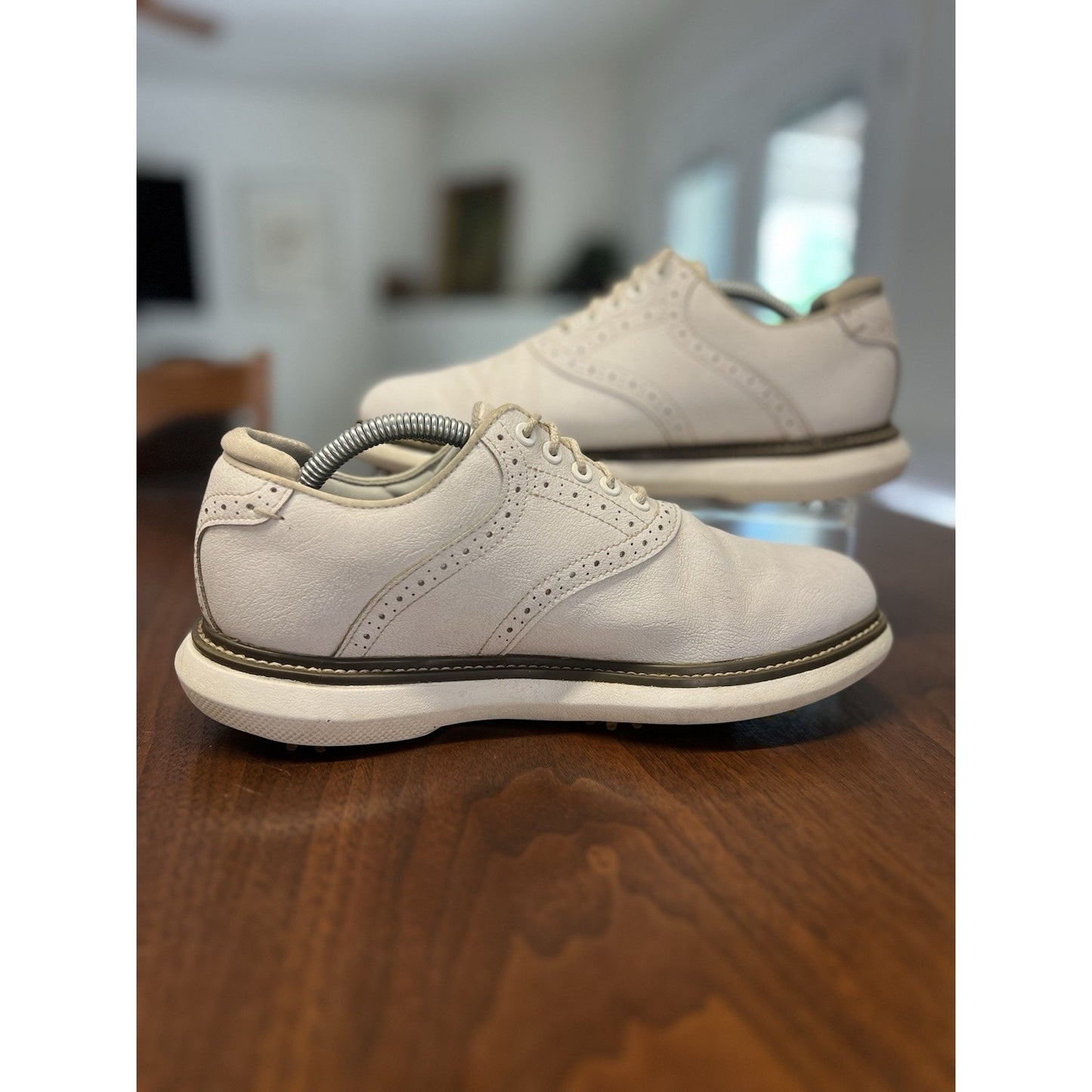 Footjoy Myjoys Traditions Series Golf Shoes Solid White Custom 7 Wide “Money”