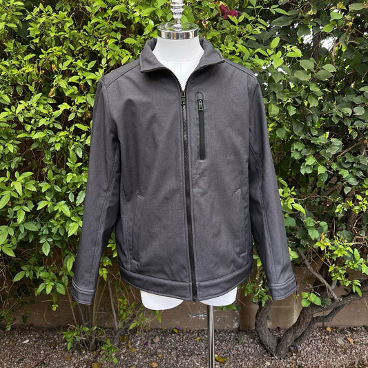 Nautica Men's (L) Heather Gray Fleece Lined Stretch Soft Shell Full Zip Jacket
