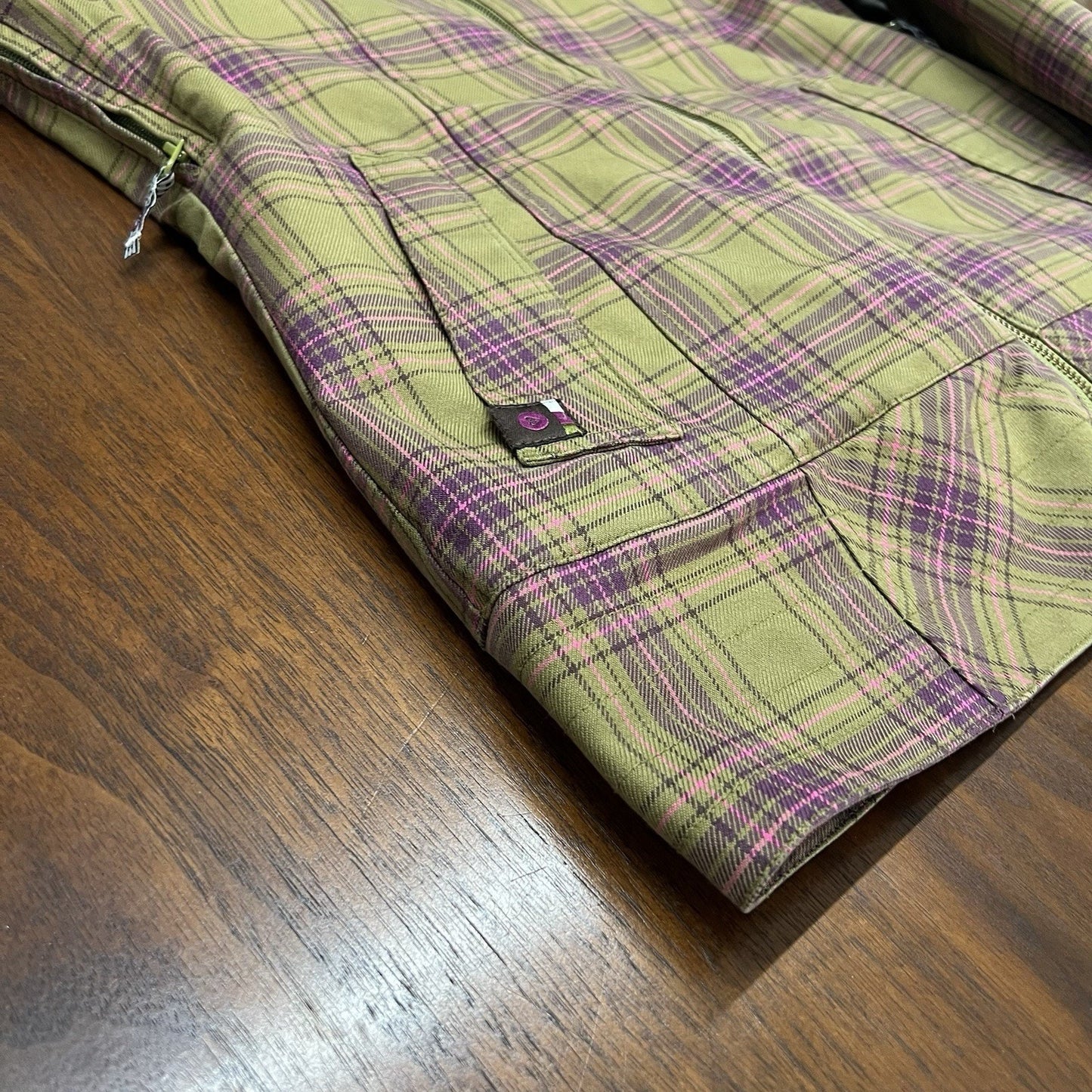 Roxy XS 5,000 Ski Snow Jacket Utility Coat Limited Edition Green Purple Plaid