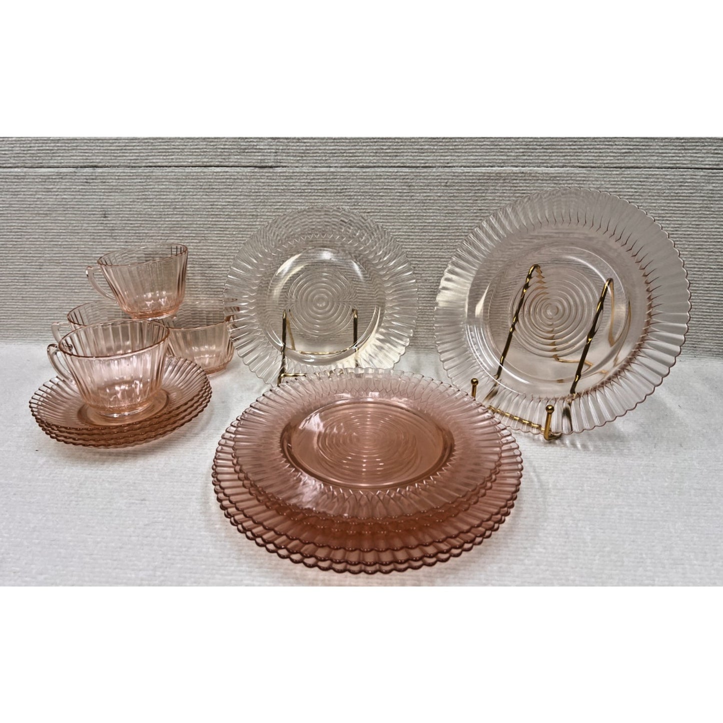 Vtg 1930's Macbeth Evans Pink Petalware Depression Glass 16pc 4 Place Setting