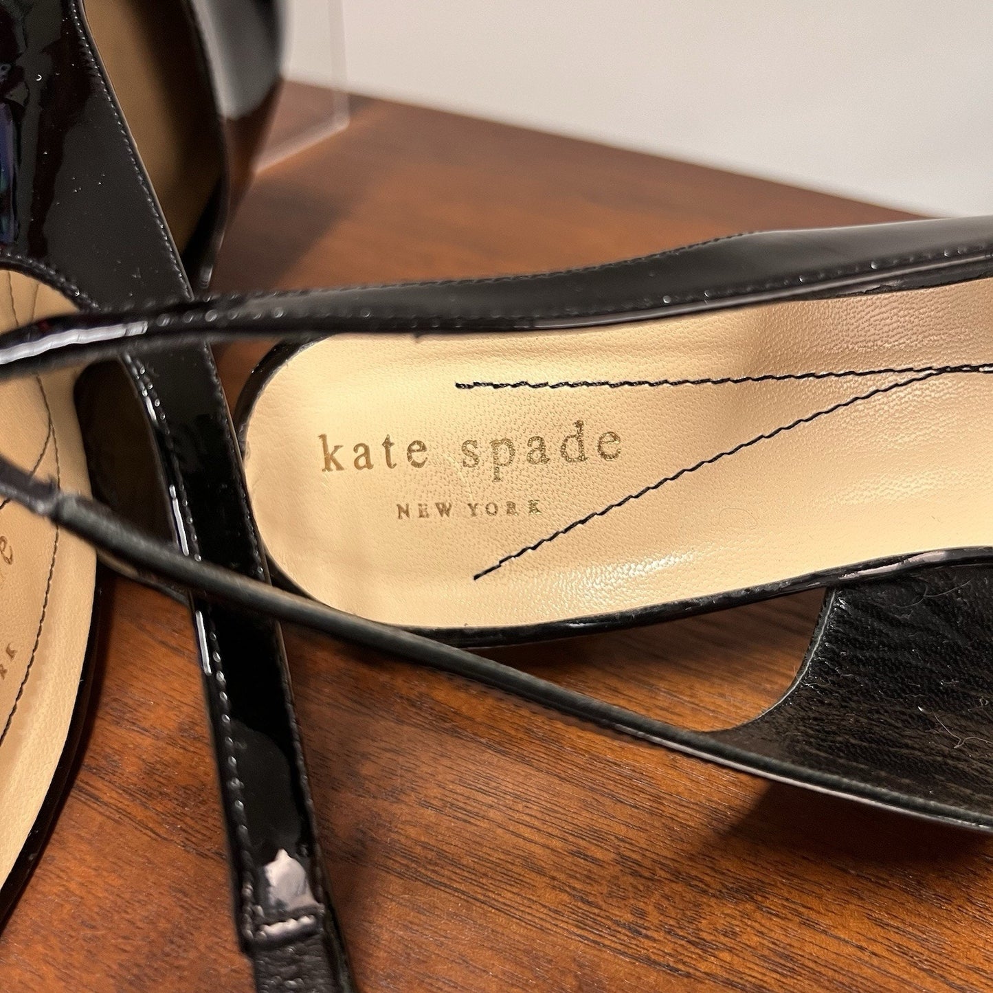 KATE SPADE Kenzie Black Patent Leather Slingback Heel 7B Pump Close Toe