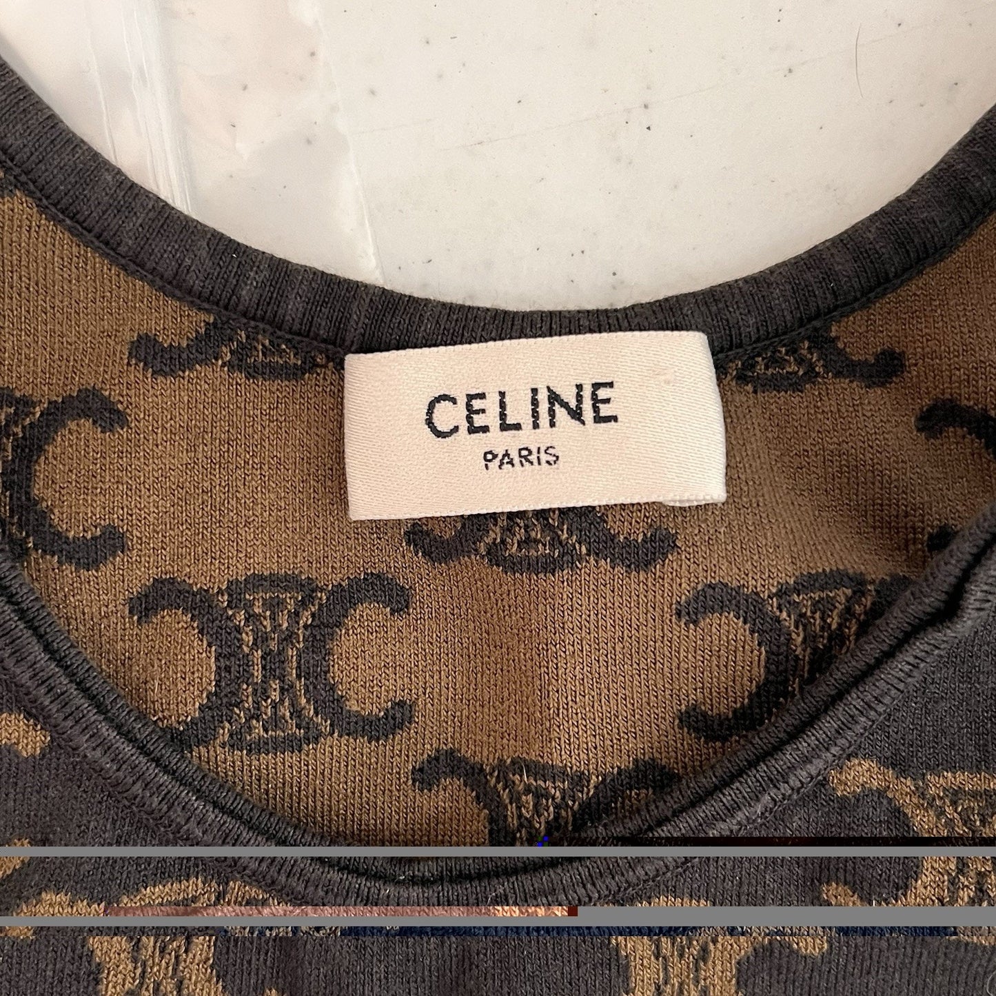 Celine Monogram Crop Sports Bra Silk Cotton (M) Brown Athletic Knit Triomphe