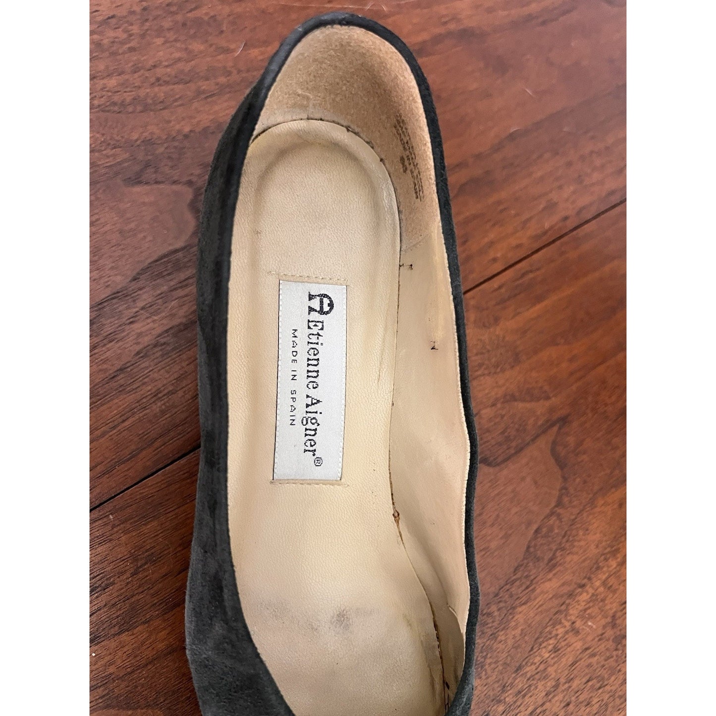 Vintage Etienne Aigner Charcoal Gray Suede Pump Sz 8.5