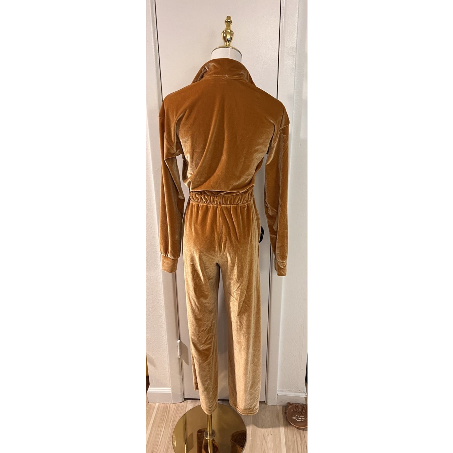 Fabletics Women's Rust Orange Half Zip Velour Jumpsuit Size XXS