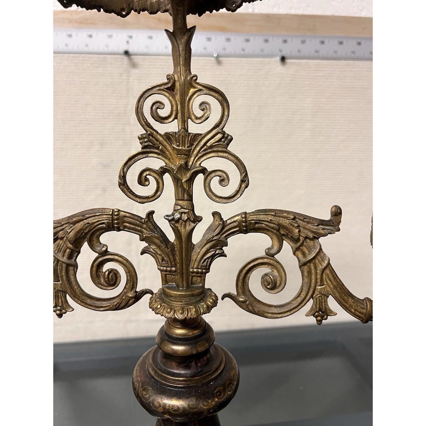 Reproduction 19th Century French Rococo/Empire Revival 3-light candelabra