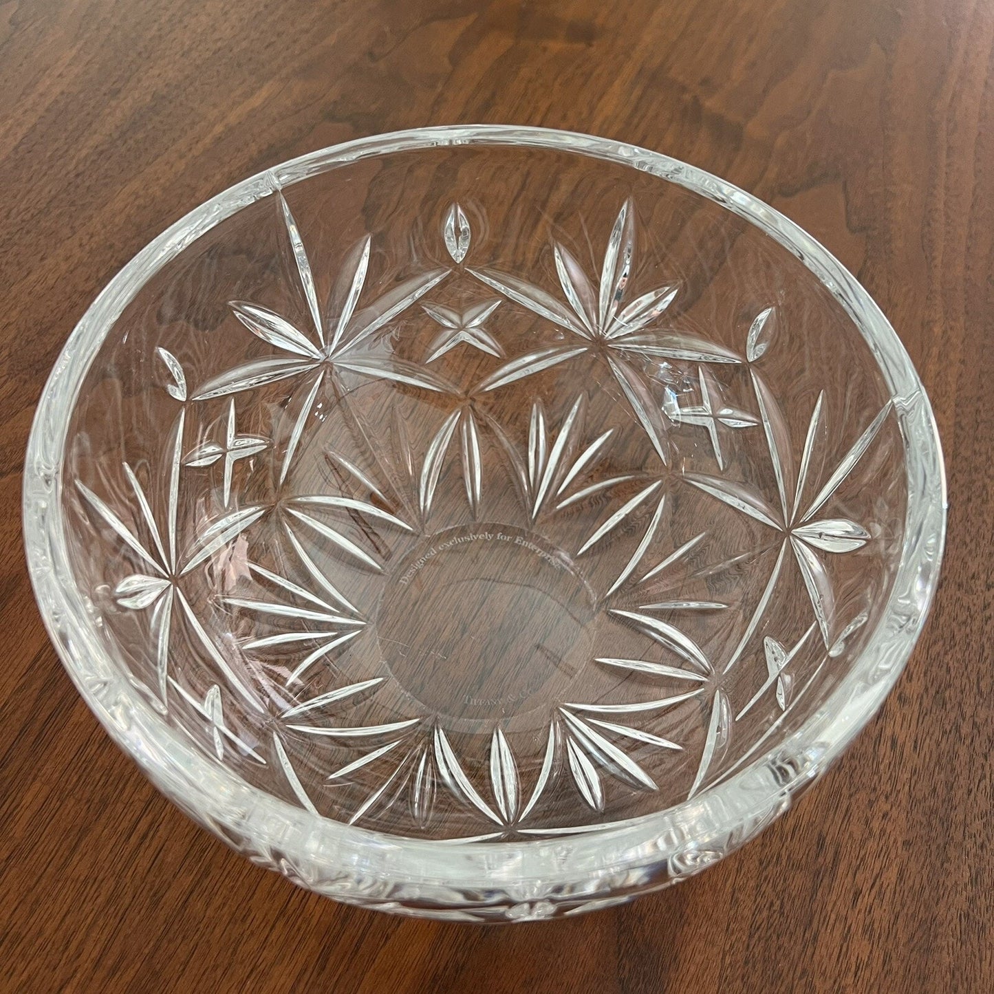 Tiffany & Co. Crystal Glass Serving Bowl Designed Exclusively for Enterprise 8”