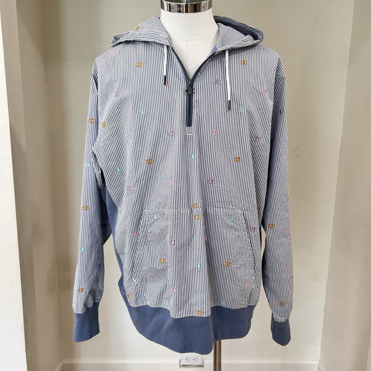 Champion 1/4 Zip Hoodie XL AOP Logo Retro Y2K Preppy Monogram 90s Pullover