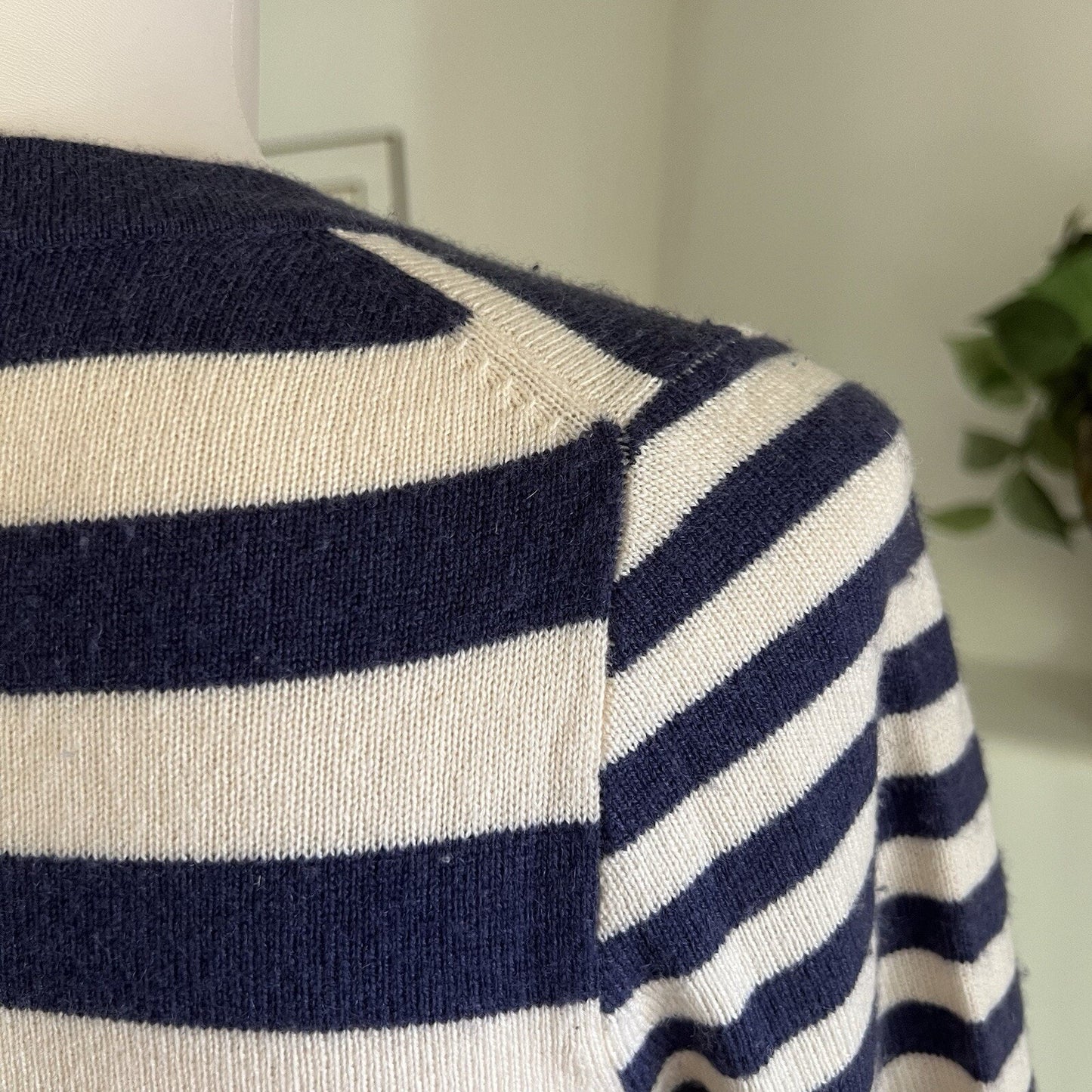 Cashmere J. Crew Sweater Small Pullover Breton Rugby Stripe Long Sleeve Preppy