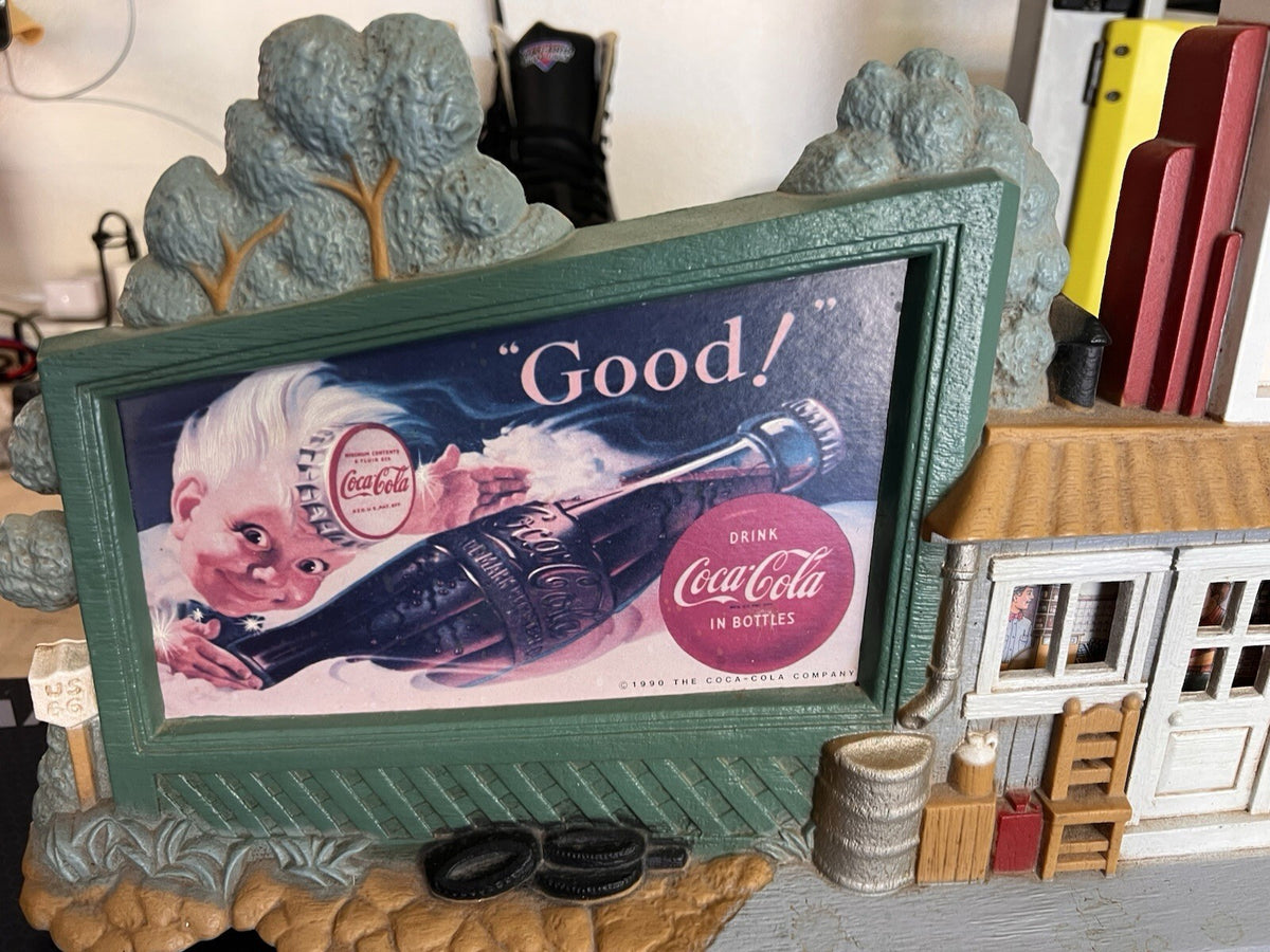 COKE 1990 Coca Cola 3D Plastic Billboard & Service Gas Station WALL CLOCK