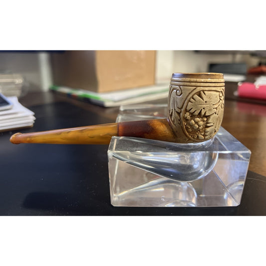 Vintage Hand Carved Meerschaum Bulldog Estate Tobacco Pipe