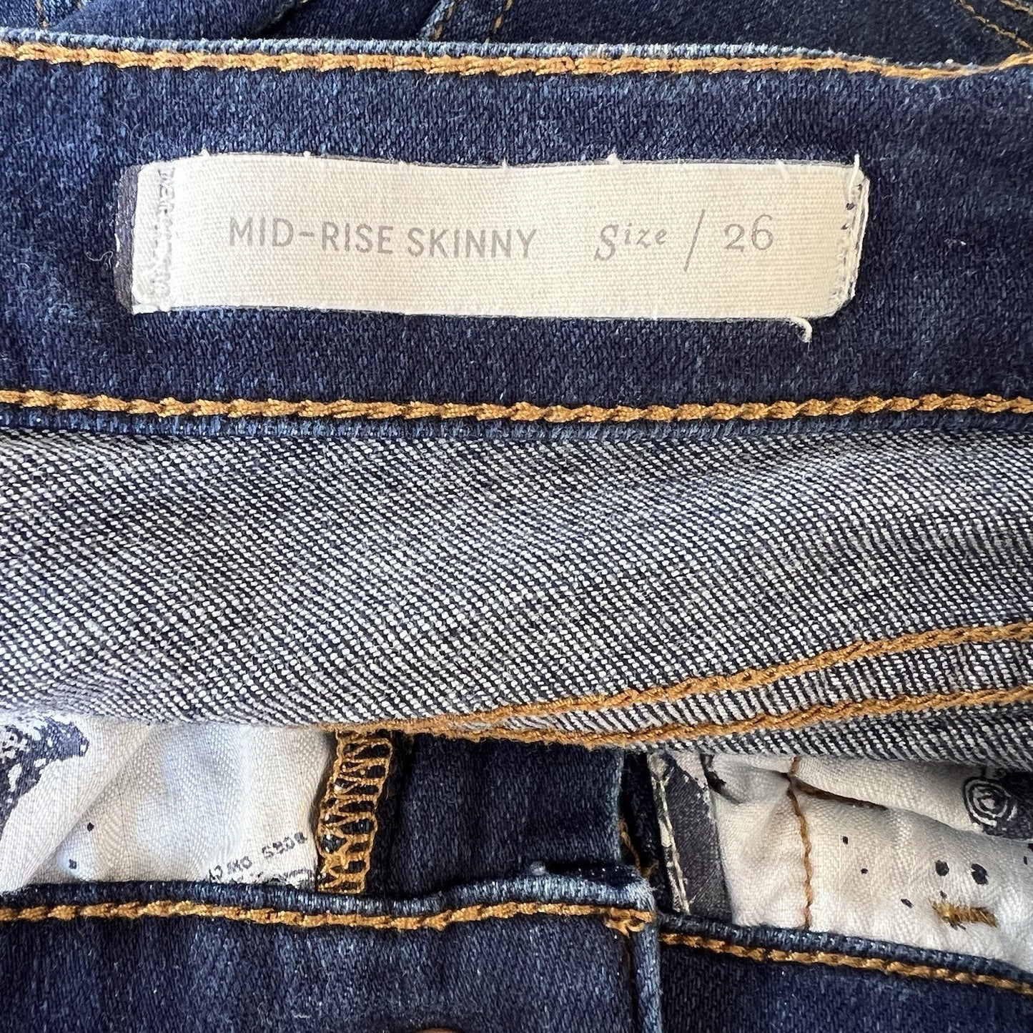 Pilcro Anthropologie Sz 26 Dark Wash Mid-Rise Skinny Jean Stretch Ankle Denim