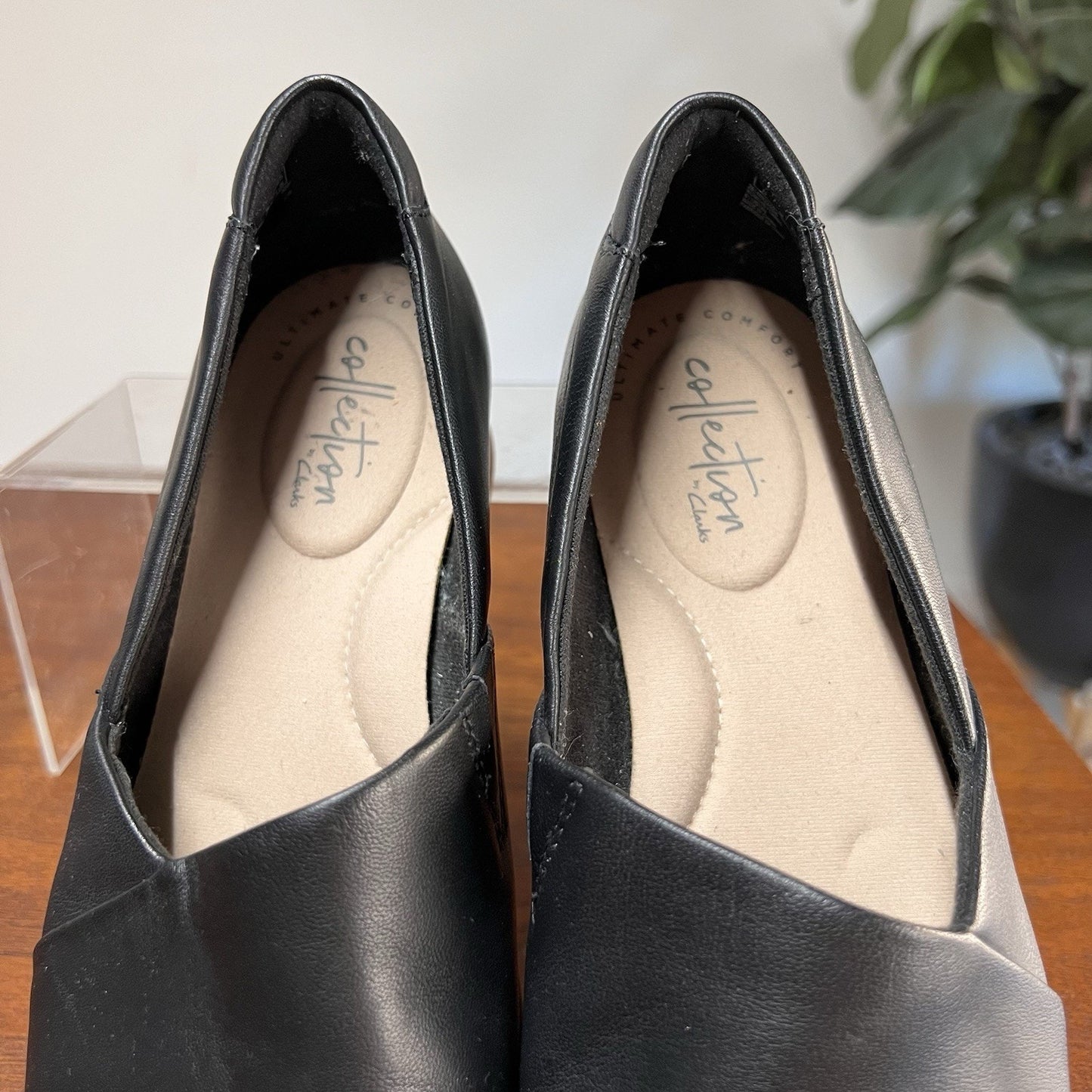 Clarks Juliet Palm Slip On Loafer 11M Black Leather Womens Shoes Comfort Ortho