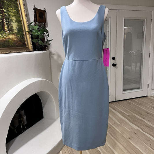 NWT Betsey Johnson (8) Scoop Neck Sleeveless Crepe Midi Blue Dress Classic