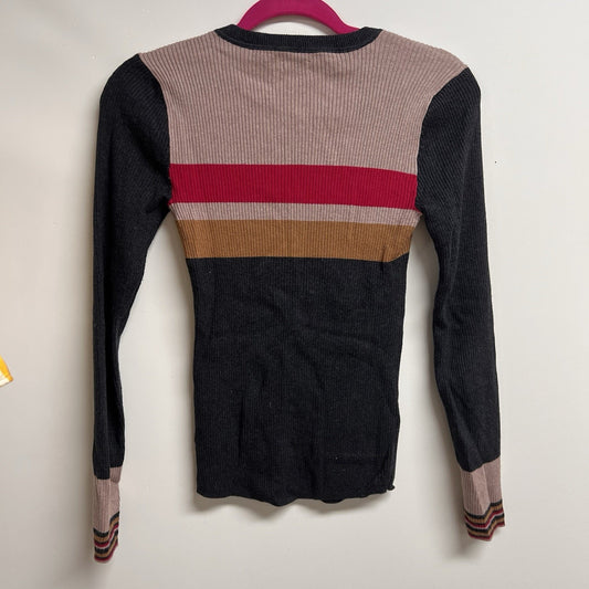 Faherty Mikki XS Henley Cotton Cashmere Long Sleeve Ribbed Shirt Striped Retro