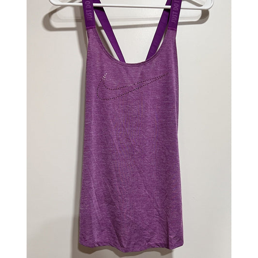NWT (L) Nike Dri Fit Elastika Keyhole Tank Top Stay Cool Loose Fit Purple Womens