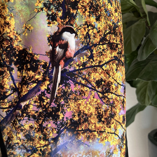 NWOT Ted Baker Pencil Skirt 29” Wearable Art Pretty Trees Bird Designer Asian