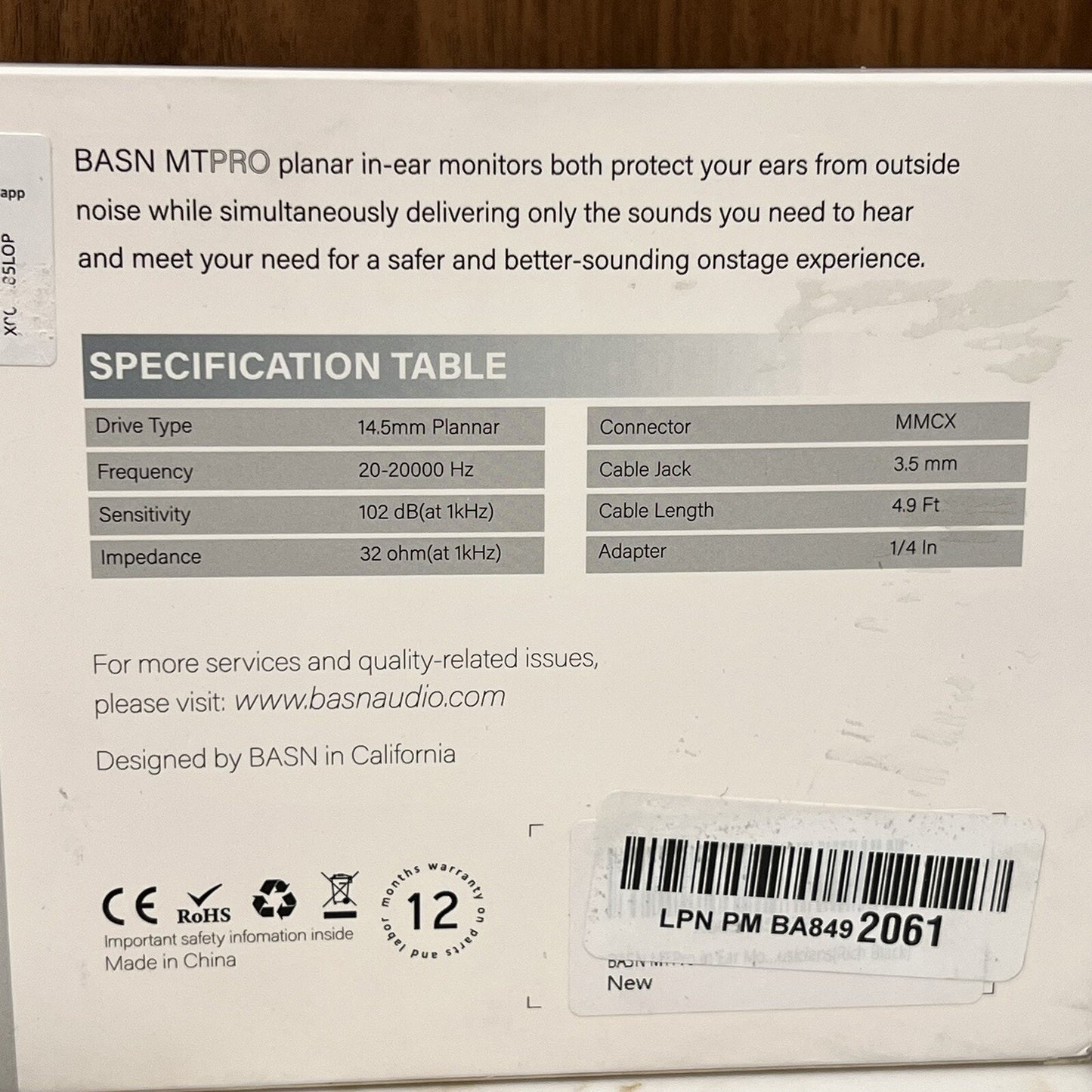 New BASN MTPro In-Ear Monitors 14.5mm Planar HiFi IEM Headphones MMCX Connection