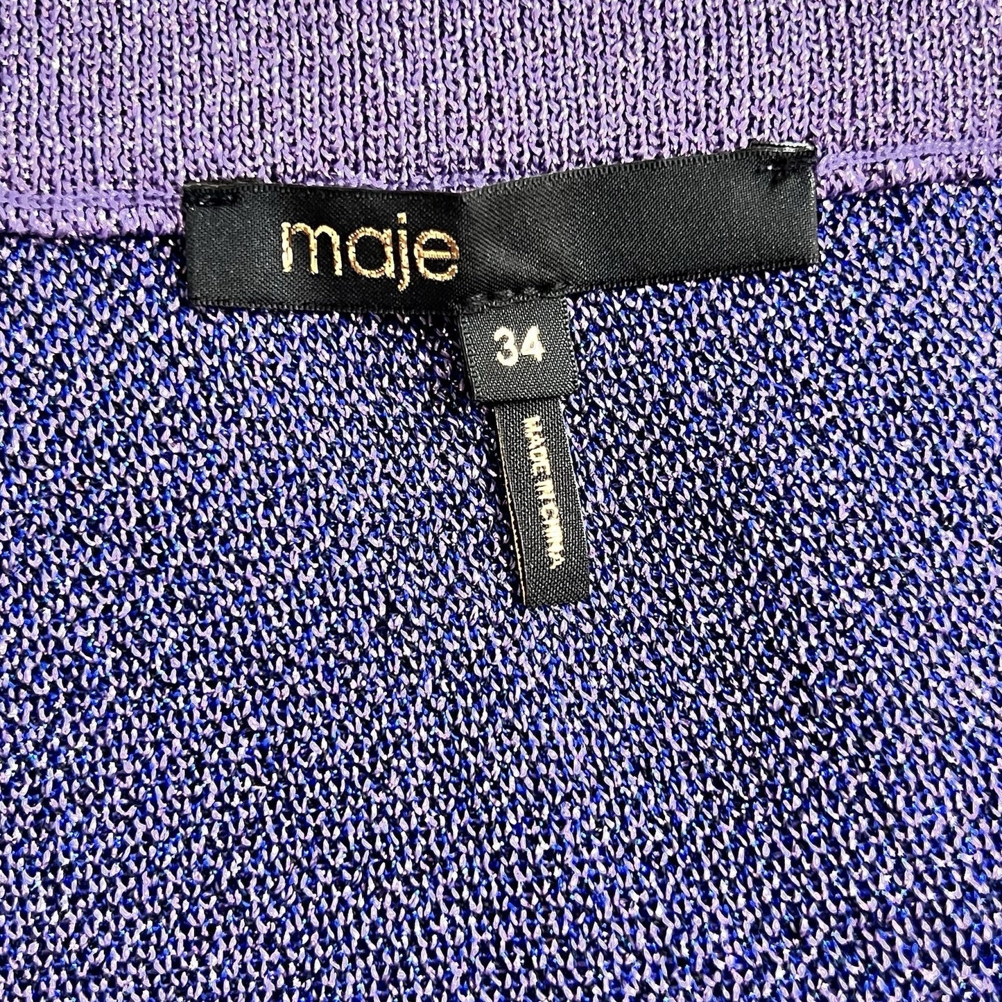 maje Miniskirt Purple Blue Ombré Going Out Metallic Shimmer Sparkle Zip Up Party