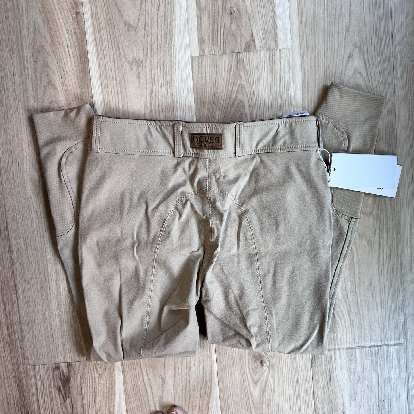 NWT Dover Saddlery Beverly Breeches Girls 14 Horse Riding Pant Tan Knee Patch