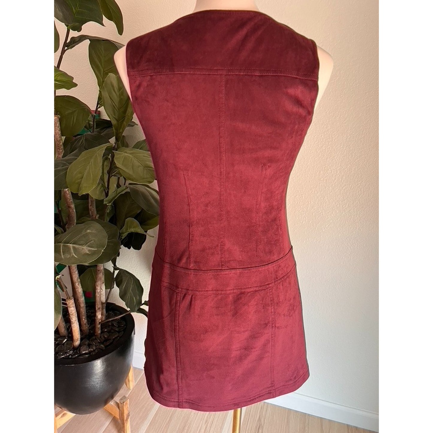 Laundry by Shelli Segal Sz 0 Small Faux Suede Zip Up 60s Mod Mini Dress Retro