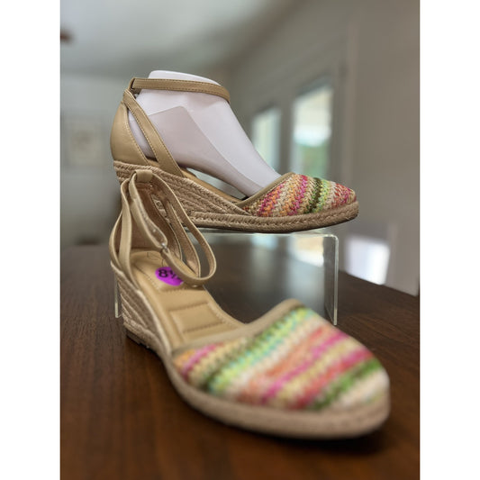 NWT Joie Women 8.5 Wedge Espadrille Sandal Strappy Ankle Anthropologie Beach New