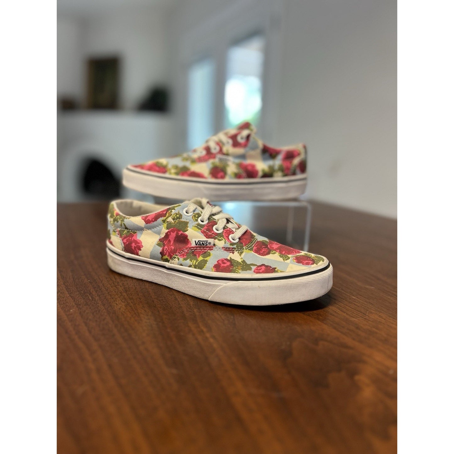 Vans Doheny Blue Check Rose Pattern Women's Sneakers Size 6