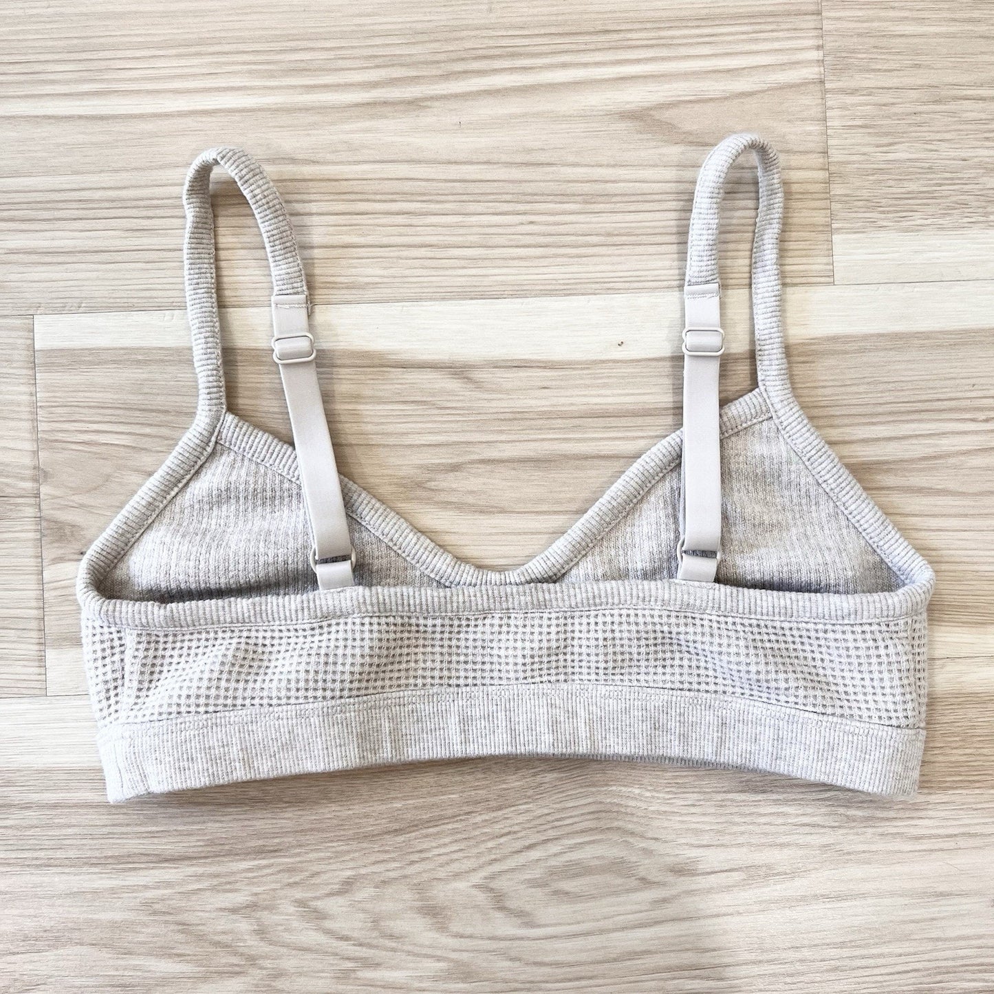 Negative Underwear Waffle Knit Lounge Bralette Sz 2 Sand Beige Color Adjustable