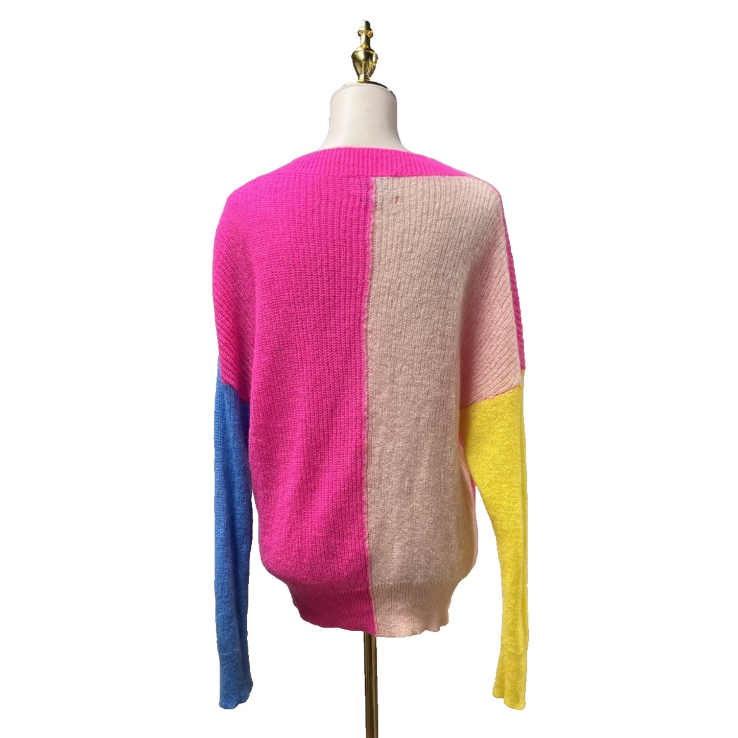 Essentiel Antwerp Vivar Colorblock V Neck Alpaca Wool Blend Sweater Womens Sz XL