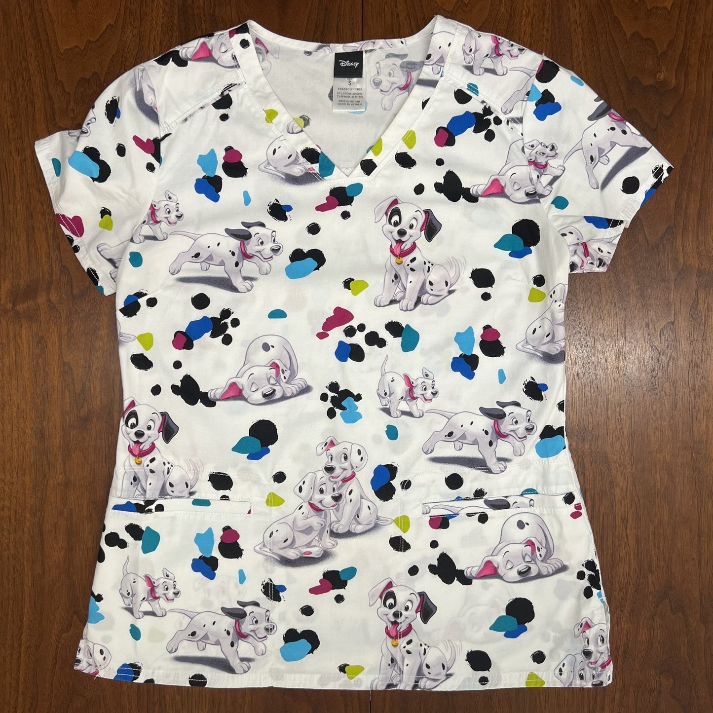 Lot of 4 Disney Scrub Tops Jungle Book, 101 Dalmations, Cinderella, Peter Pan