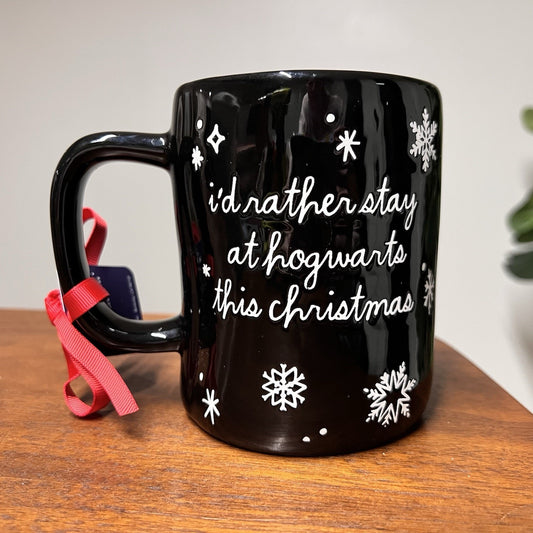 NEW Rae Dunn Harry Potter Mug “I’d Rather Stay At Hogwarts This Christmas” 18 oz
