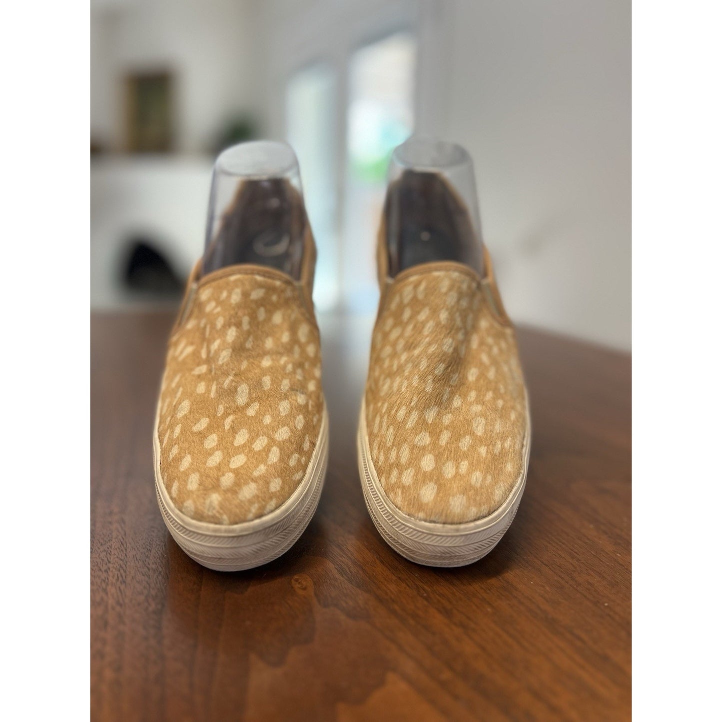 Keds Anthropologie Platform Leopard Print Calf Hair Slip-On Sneakers Women's 9