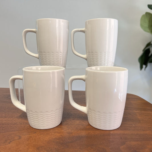 4 United Airlines Basketweave Galileo Watermark White Mug Retro Travel Cafe Mod