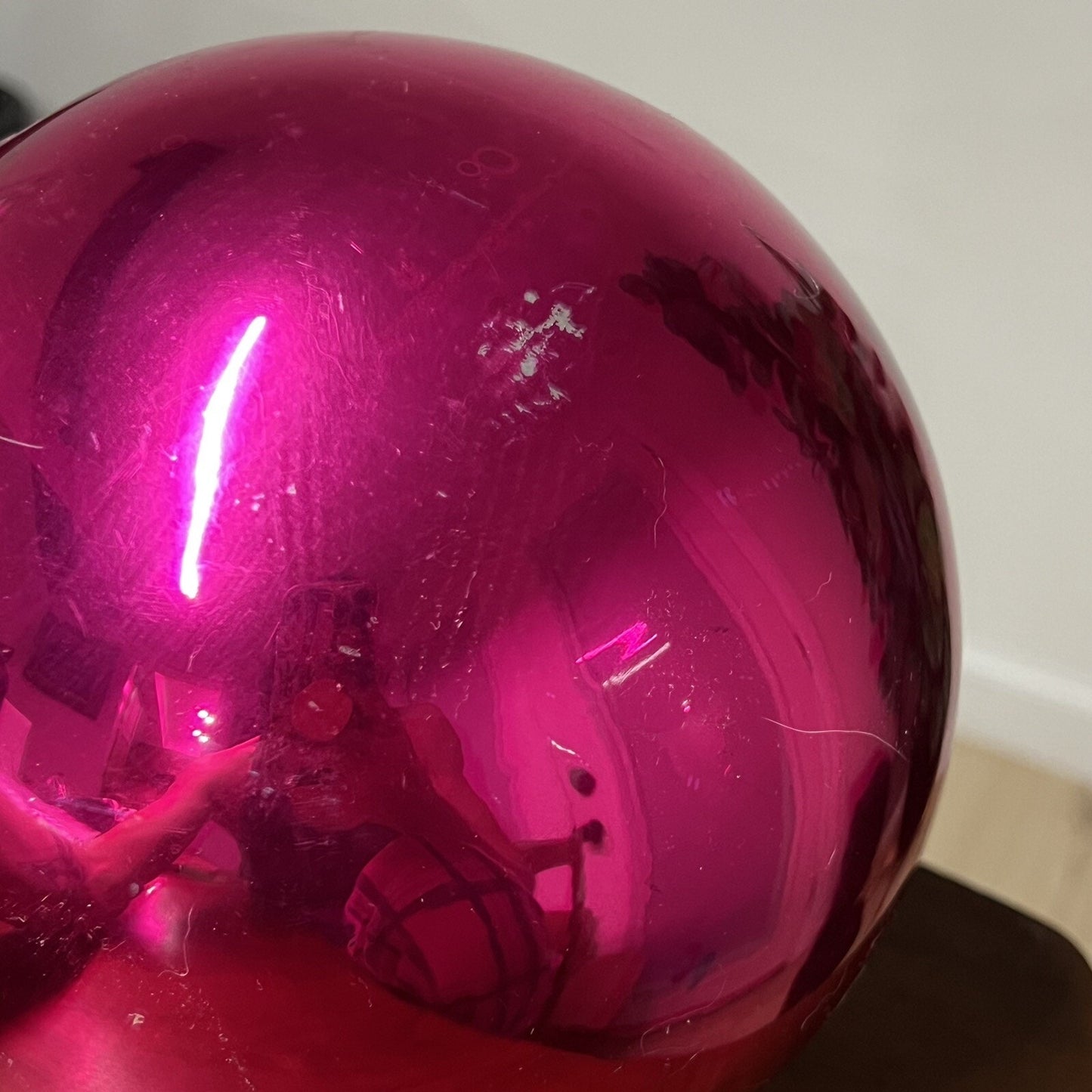 9” Department 56 Pink Hand Blown Mercury Glass Medium Ball Ornament #4839-9