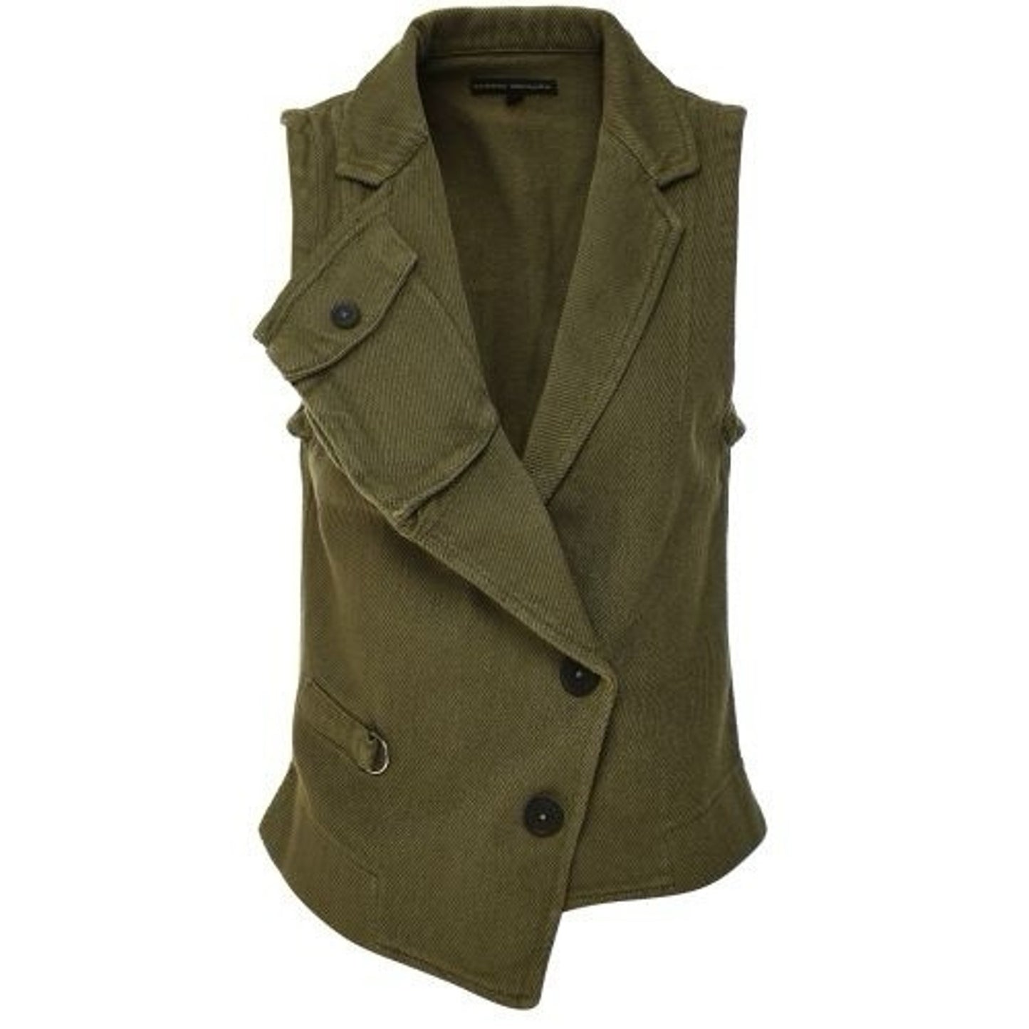 Lurdes Bergada Womens Vest (M) Utility Architectural Urban Lagenlook Green Twill