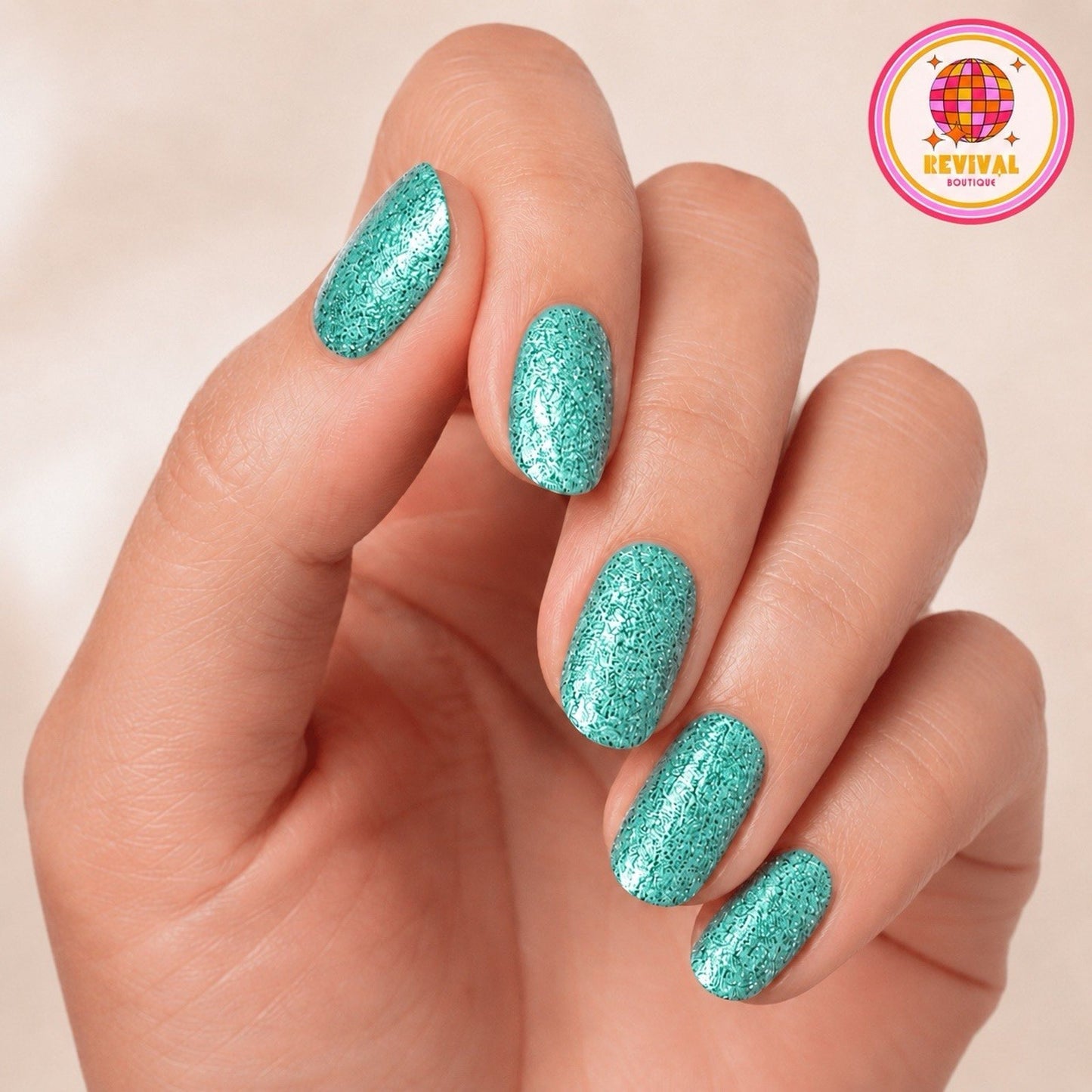 Mistletoe Magic Color Street Nail Polish Strips FMG333 Teal Glitter Mermaid