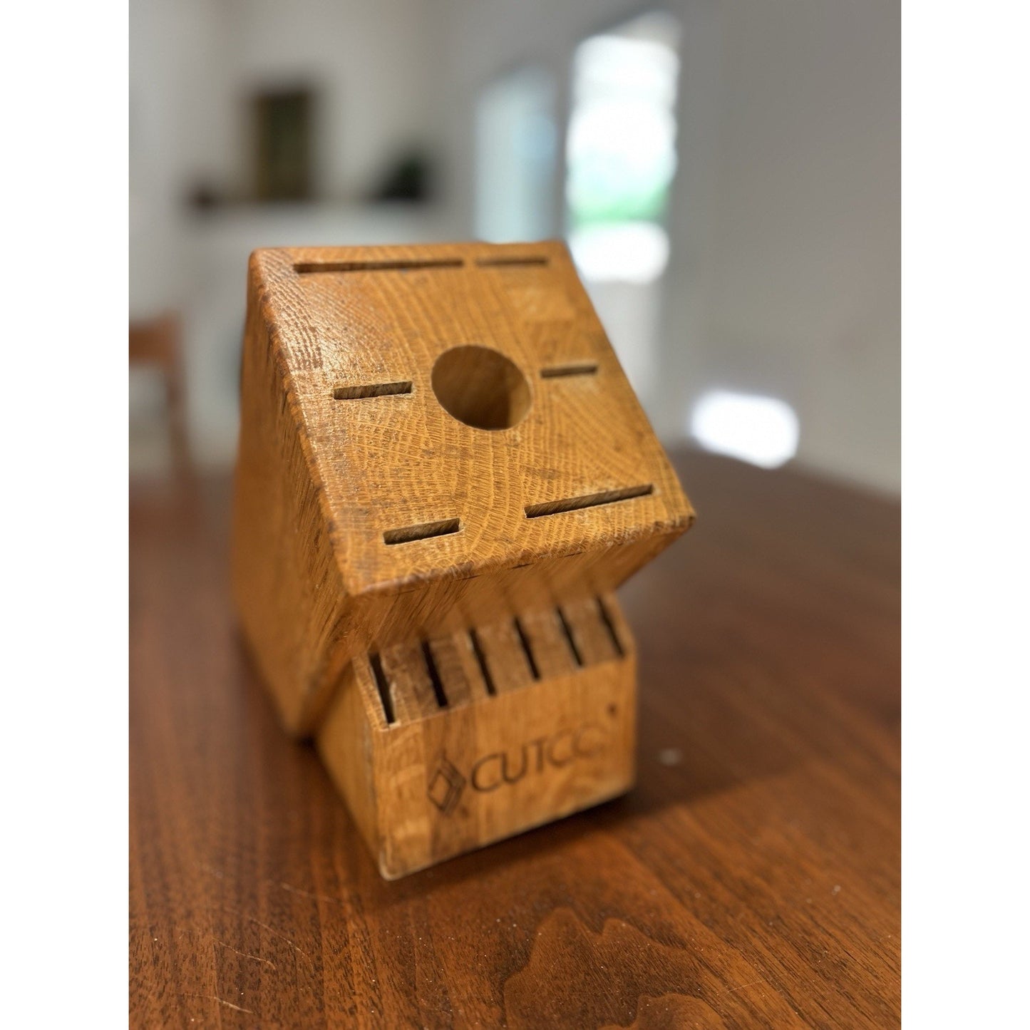 Cutco Oak Knife Block Holder Countertop Kitchen Knife Storage Wood Block